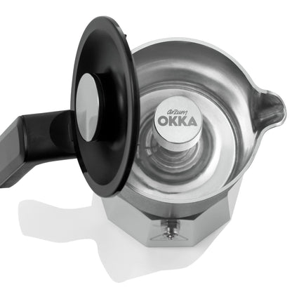 Arzum Okka Rich Moka Pot Turkish Coffee and Moka Maker, Velvetiser, Milk Frother, 120V, 5 Cups, Stainless Steel Cooking Pot, Chrome