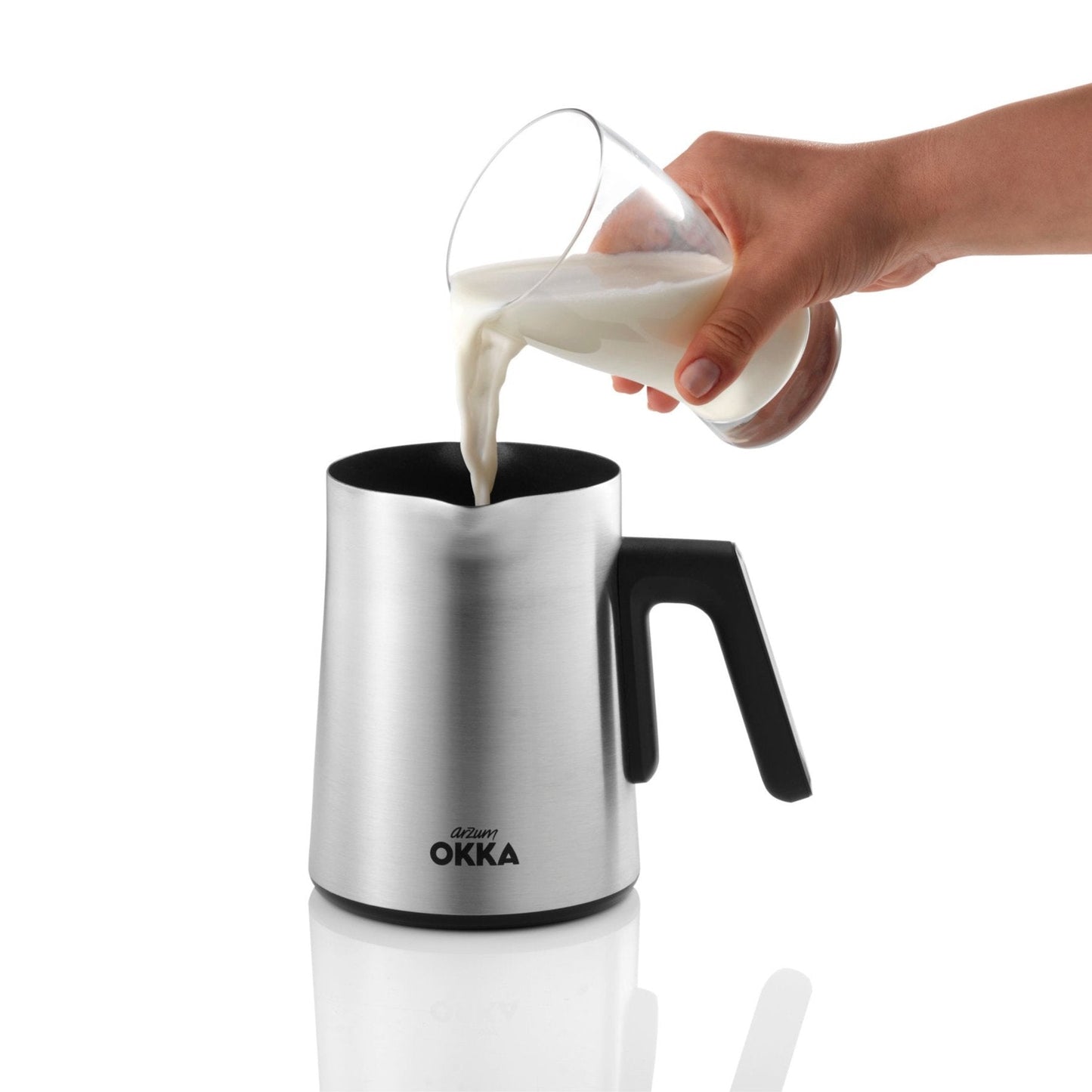 Arzum Okka Rich Moka Pot Turkish Coffee and Moka Maker, Velvetiser, Milk Frother, 120V, 5 Cups, Stainless Steel Cooking Pot, Chrome