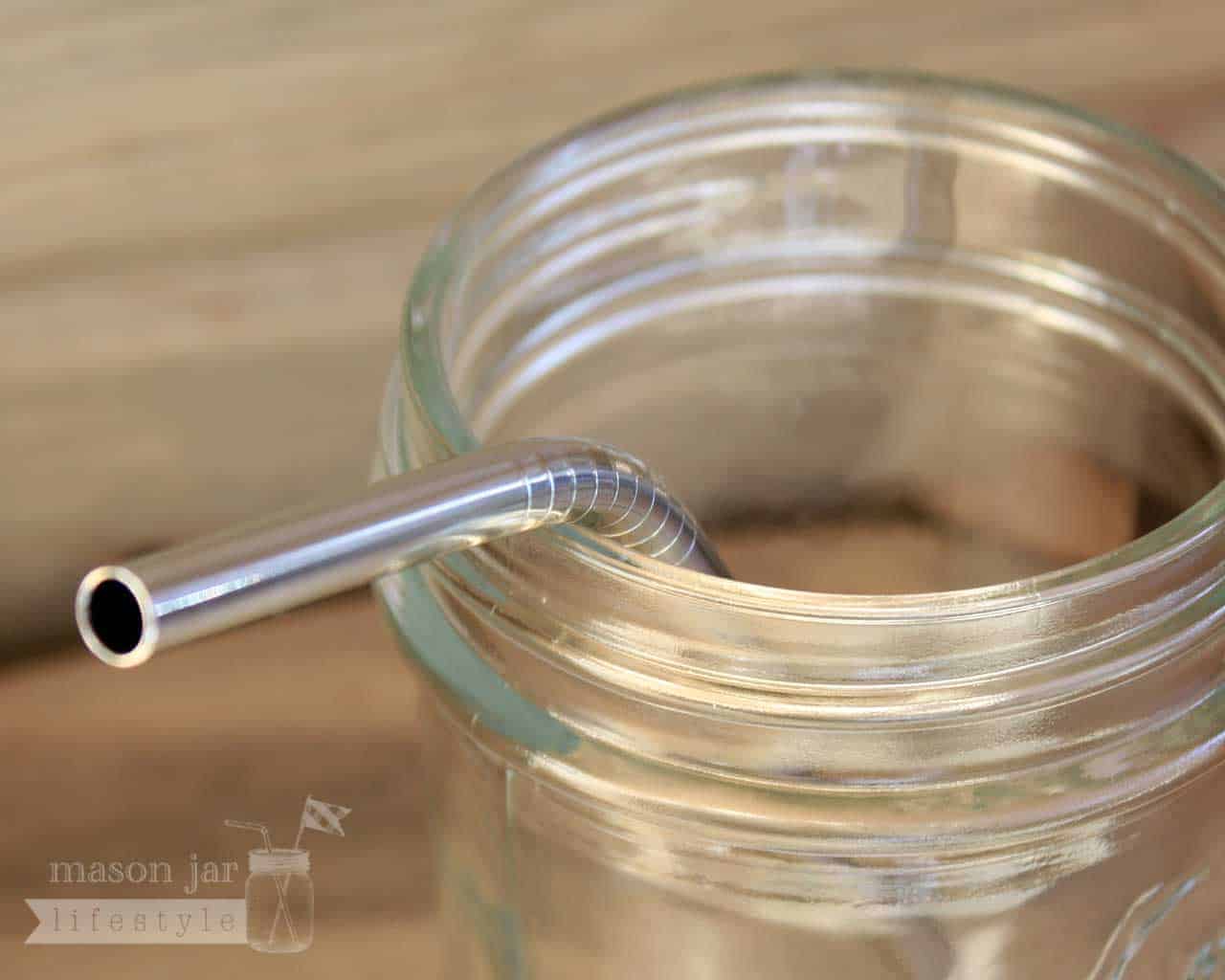 Short 6 ¼" Thin Bent Stainless Steel Straws for Half Pint Mason Jars