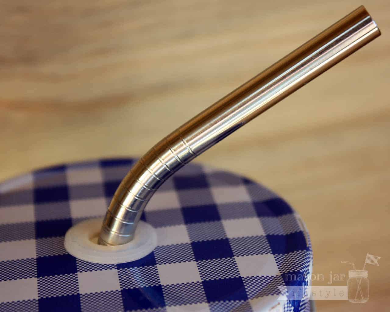 Short 6 ¼" Thin Bent Stainless Steel Straws for Half Pint Mason Jars