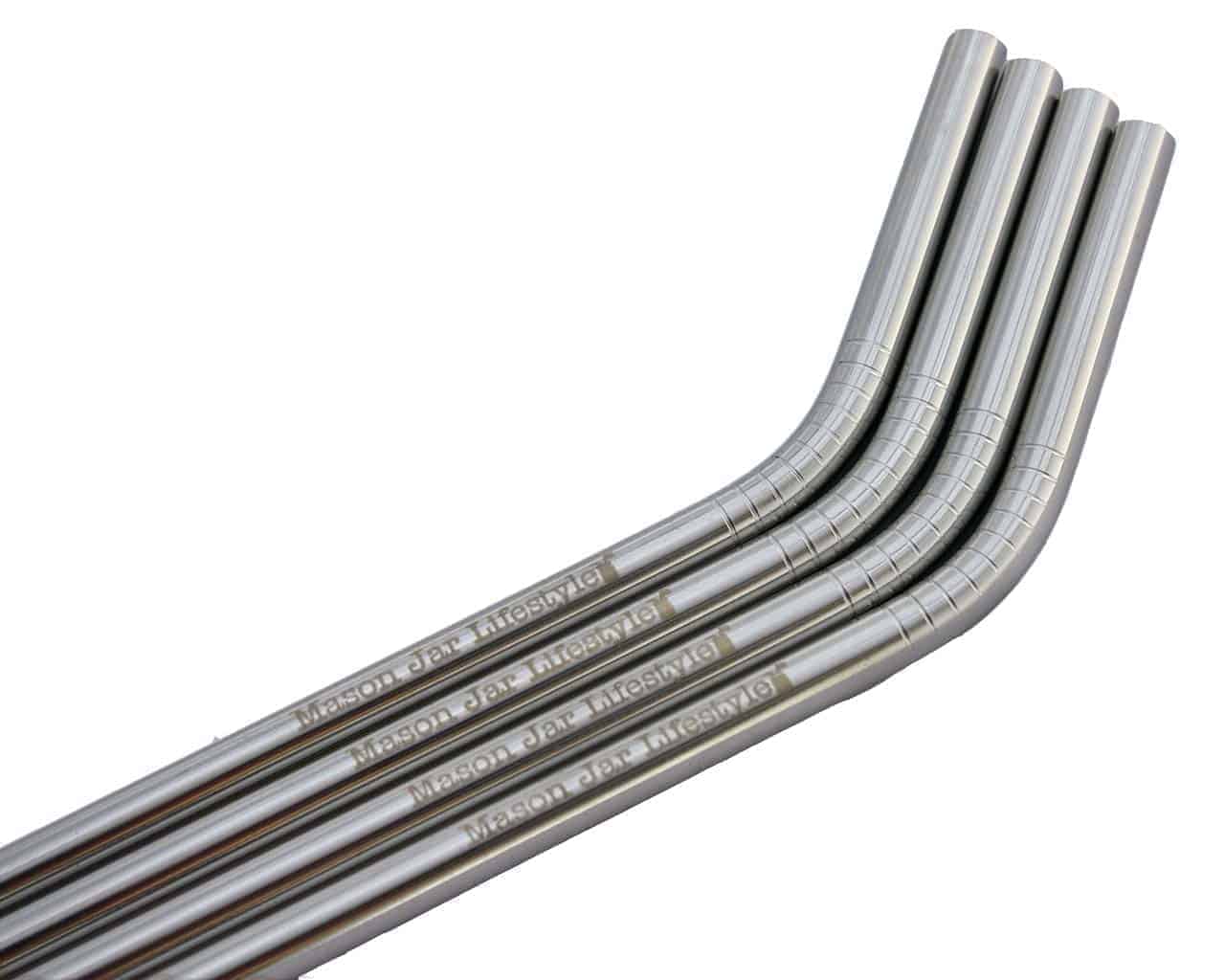 Short 6 ¼" Thin Bent Stainless Steel Straws for Half Pint Mason Jars