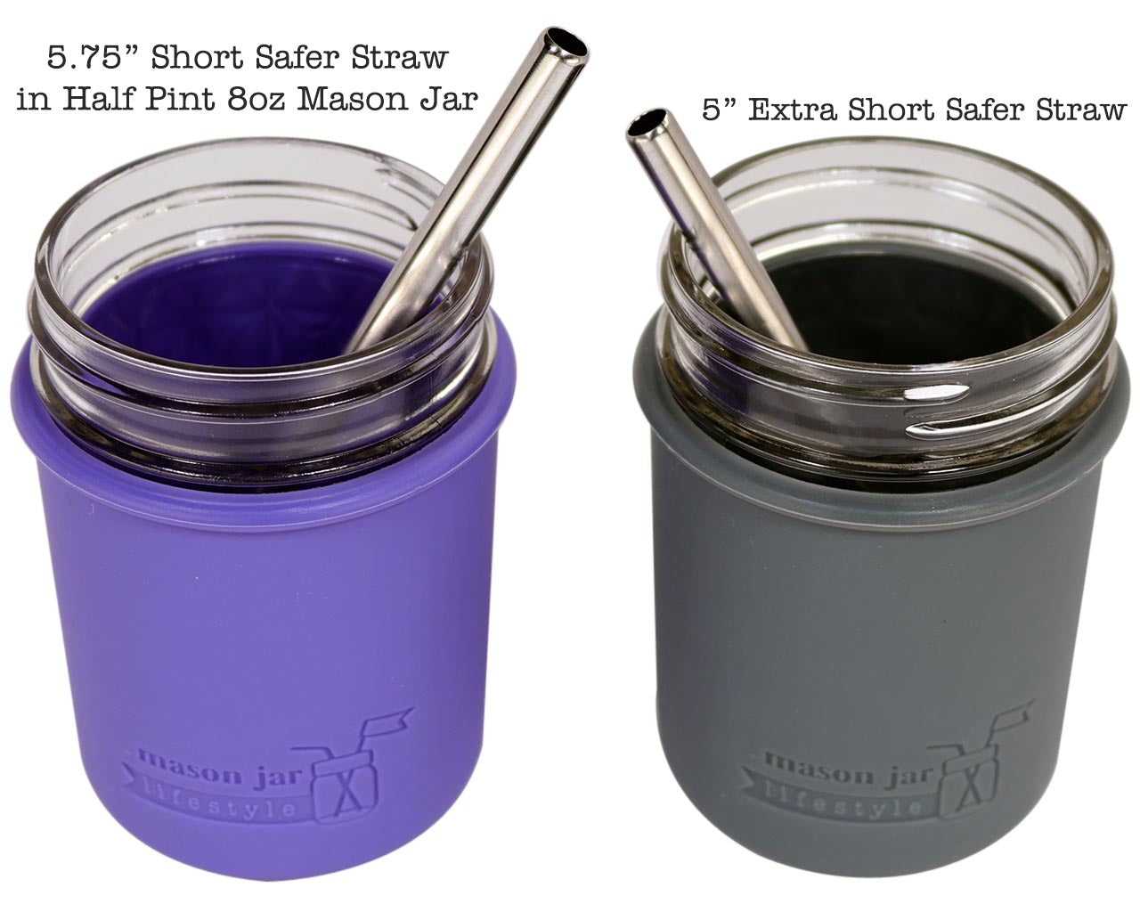 Extra Short 5" Safer Stainless Steel Straws 4 Pack + Cleaning Brush
