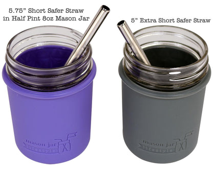 Extra Short 5" Safer Stainless Steel Straws 4 Pack + Cleaning Brush