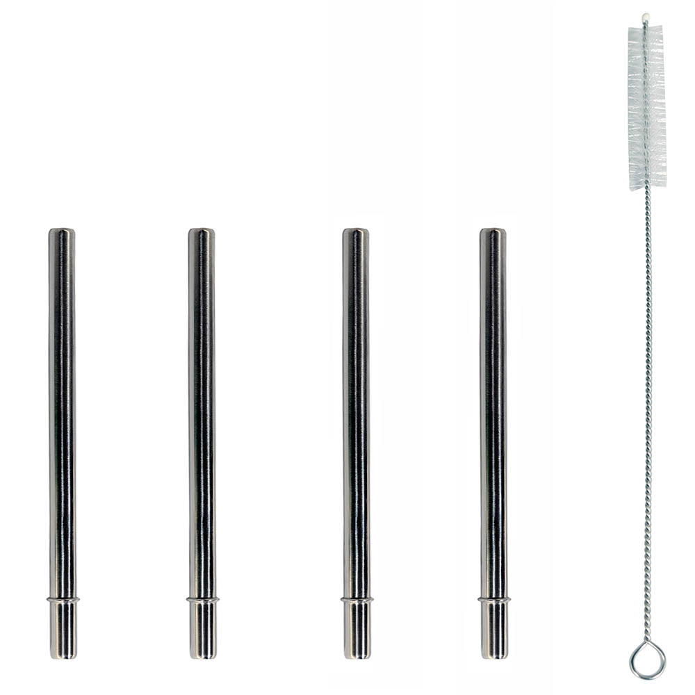 Extra Short 5" Safer Stainless Steel Straws 4 Pack + Cleaning Brush