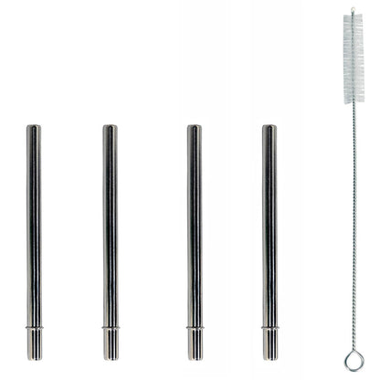 Extra Short 5" Safer Stainless Steel Straws 4 Pack + Cleaning Brush