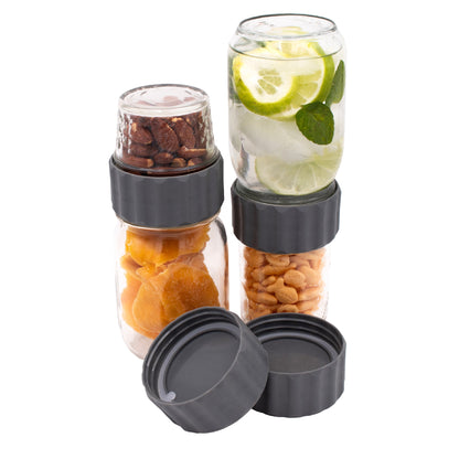 2-in-1 Lid to Connect Two Regular Mouth Mason Jars 2 Pack