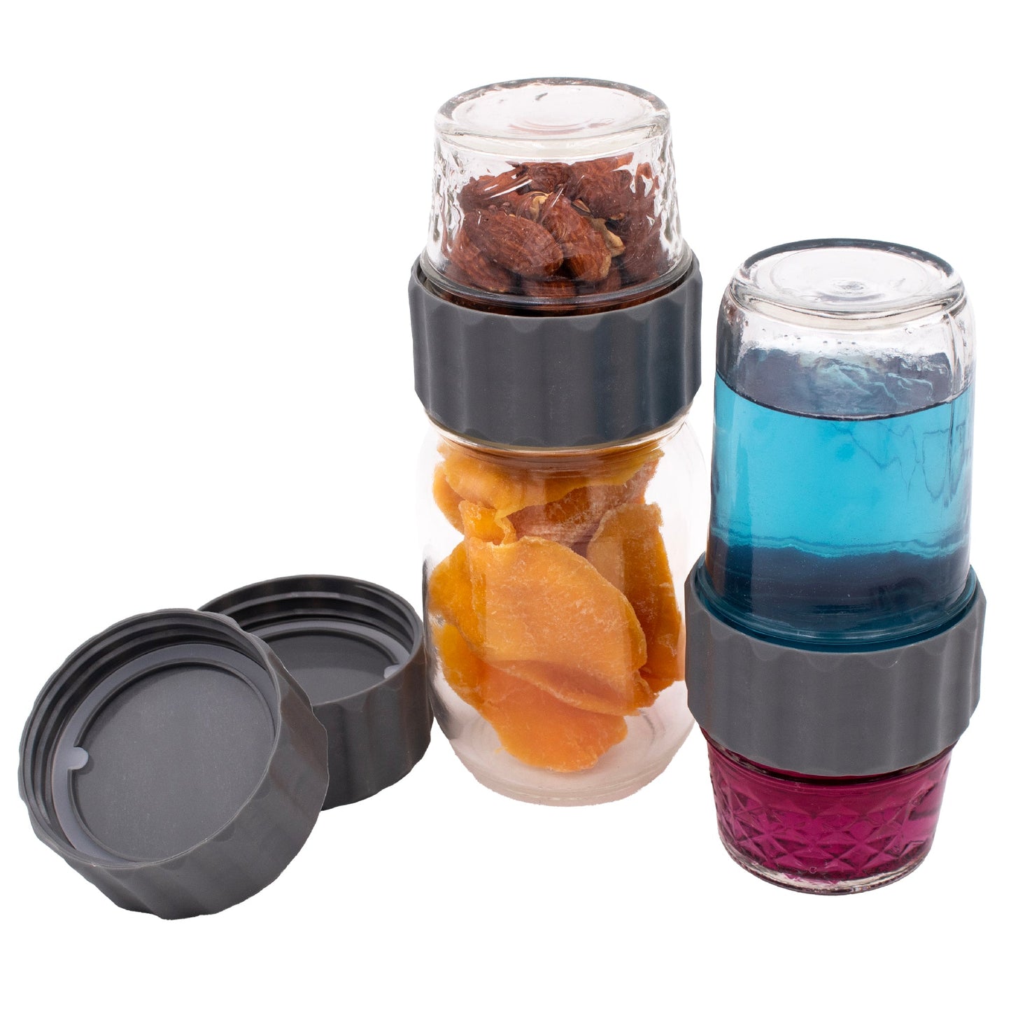 2-in-1 Lid to Connect Two Regular Mouth Mason Jars 2 Pack