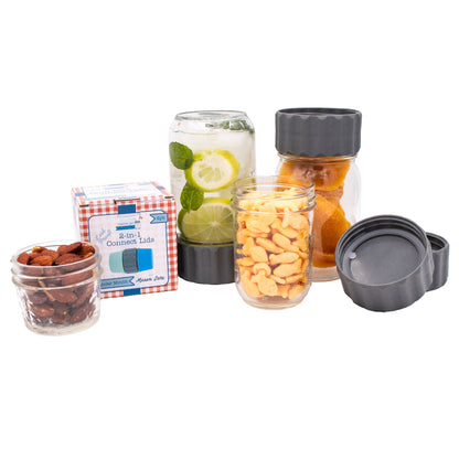 2-in-1 Lid to Connect Two Regular Mouth Mason Jars 2 Pack