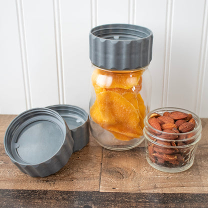 2-in-1 Lid to Connect Two Regular Mouth Mason Jars 2 Pack