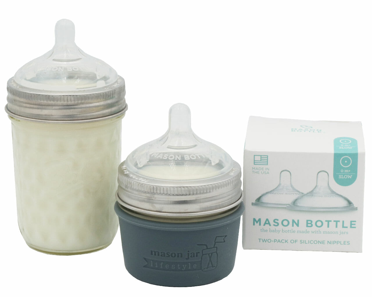 Mason Bottle Silicone Nipples for Regular Mouth Mason Jars Two-Pack