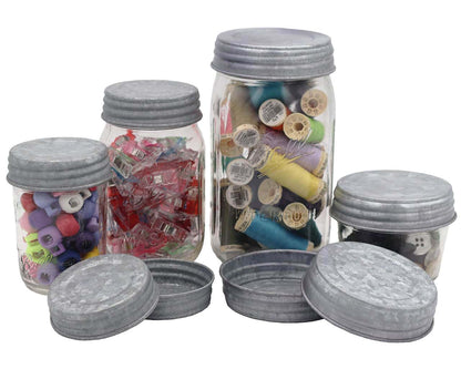Galvanized Vintage Reproduction Mason Jar Lids 4 Pack