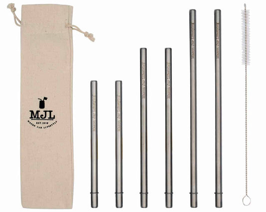 Combo 6 Pack Safer Rounded End Stainless Steel Straws for Mason Jars