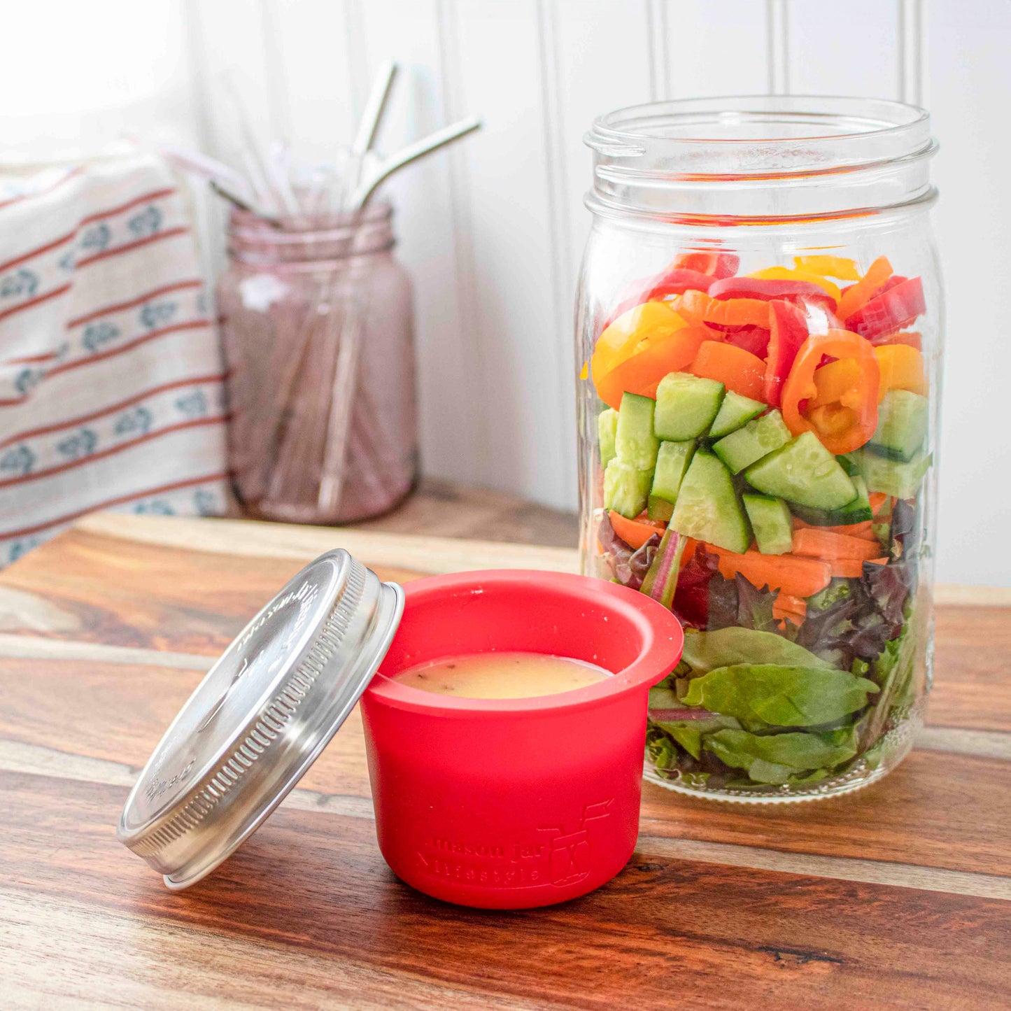 Mason Jar Divider Cup for Salads, Dips, and Snacks