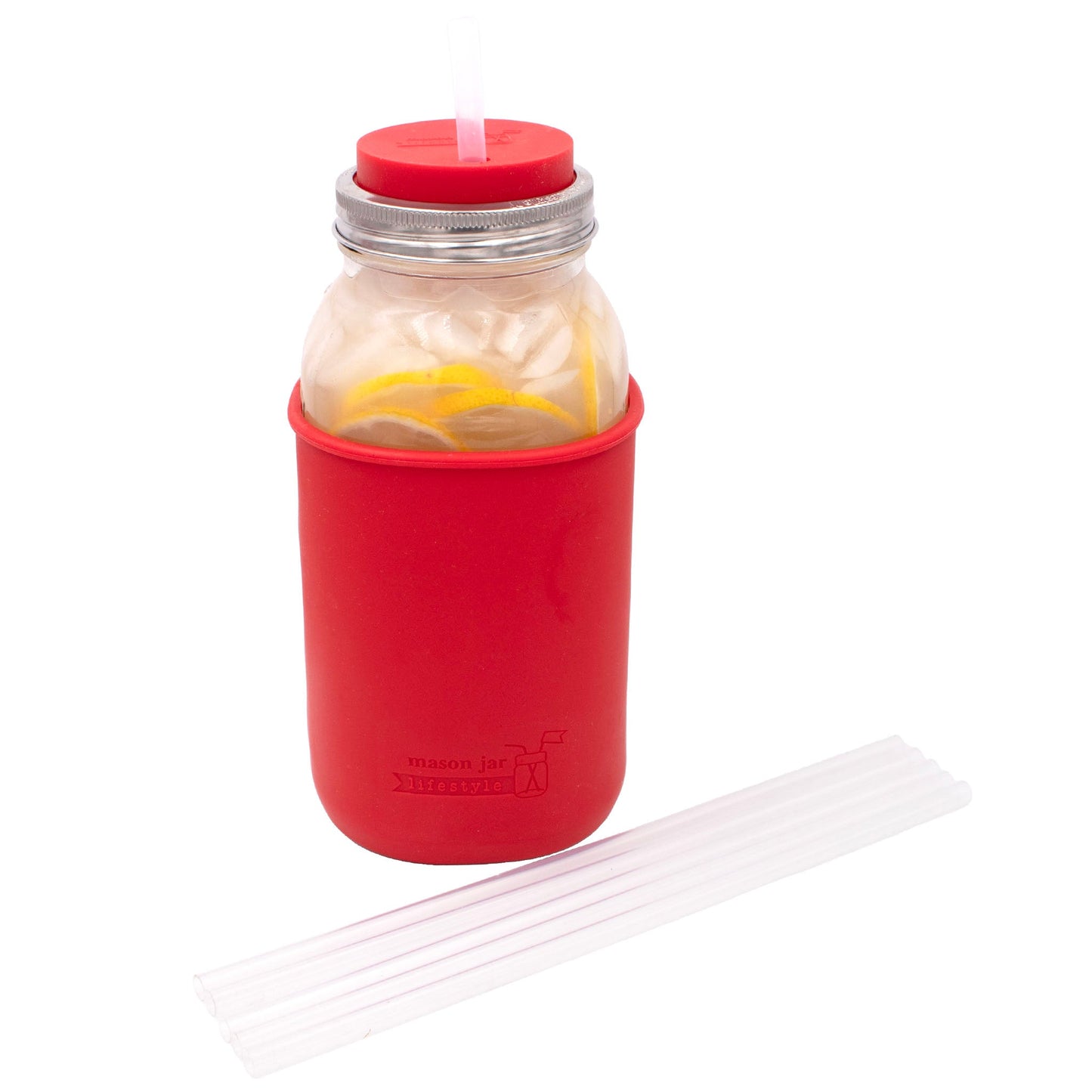 Extra Long 11.75" Silicone Reusable Straws Mason Jars 6pk + Cleaner