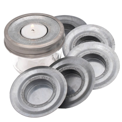 Tea Light Holder Metal Lid Insert for Mason Jars 6 Pack