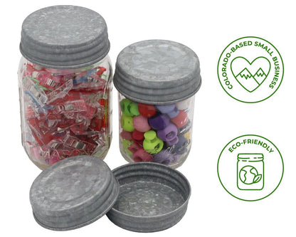 Galvanized Vintage Reproduction Mason Jar Lids 4 Pack