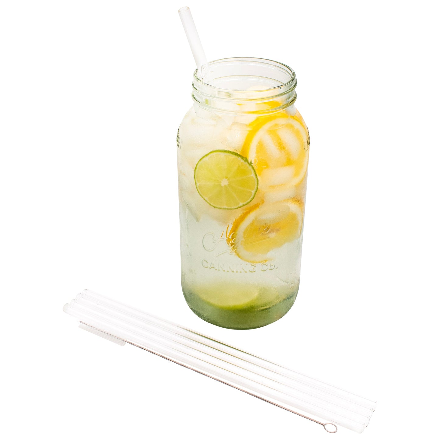 Extra Long 11 3/4" Glass Straws for Half Gallon Mason Jars 4 Pack + Cleaner