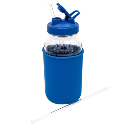 Extra Long 11 3/4" Glass Straws for Half Gallon Mason Jars 4 Pack + Cleaner