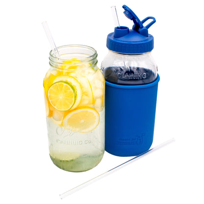 Extra Long 11 3/4" Glass Straws for Half Gallon Mason Jars 4 Pack + Cleaner