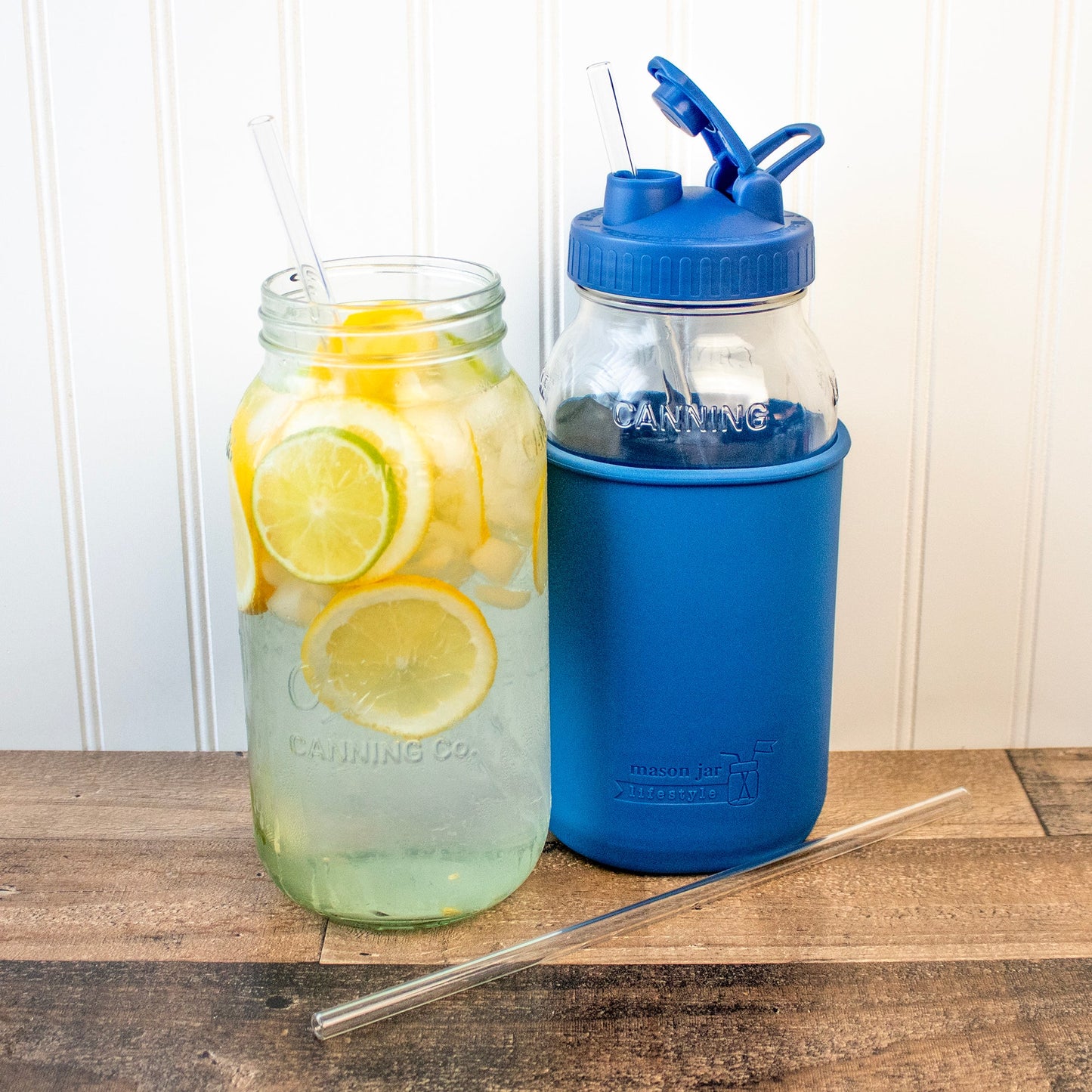 Extra Long 11 3/4" Glass Straws for Half Gallon Mason Jars 4 Pack + Cleaner