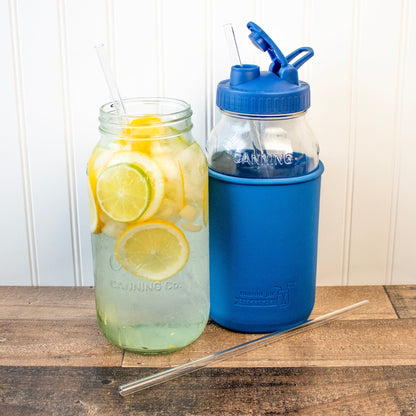 Extra Long 11 3/4" Glass Straws for Half Gallon Mason Jars 4 Pack + Cleaner
