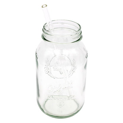 Long 9" Glass Straws for Quart Mason Jars 4 Pack + Cleaner