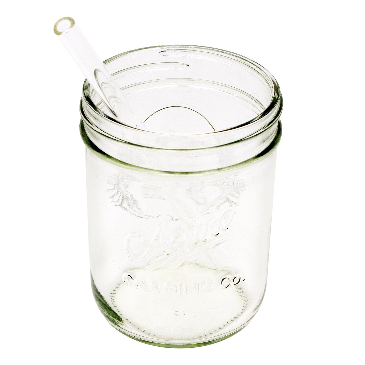 Medium 7 ¼" Glass Straws for Pint Mason Jars 4 Pack + Cleaner