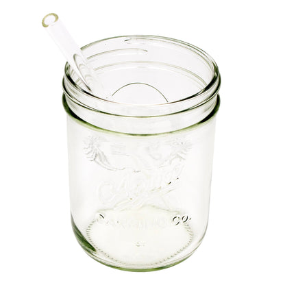 Medium 7 ¼" Glass Straws for Pint Mason Jars 4 Pack + Cleaner