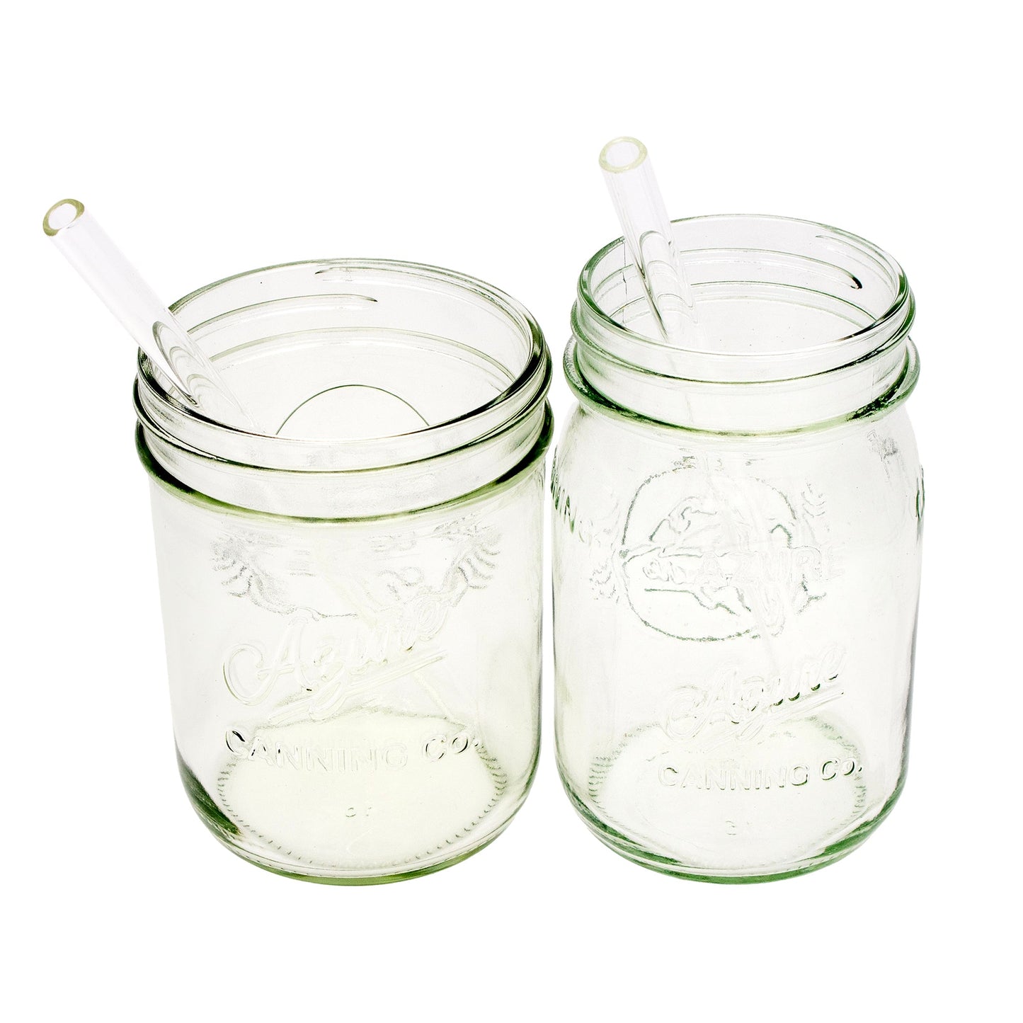 Medium 7 ¼" Glass Straws for Pint Mason Jars 4 Pack + Cleaner