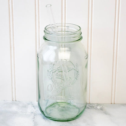 Long 9" Glass Straws for Quart Mason Jars 4 Pack + Cleaner