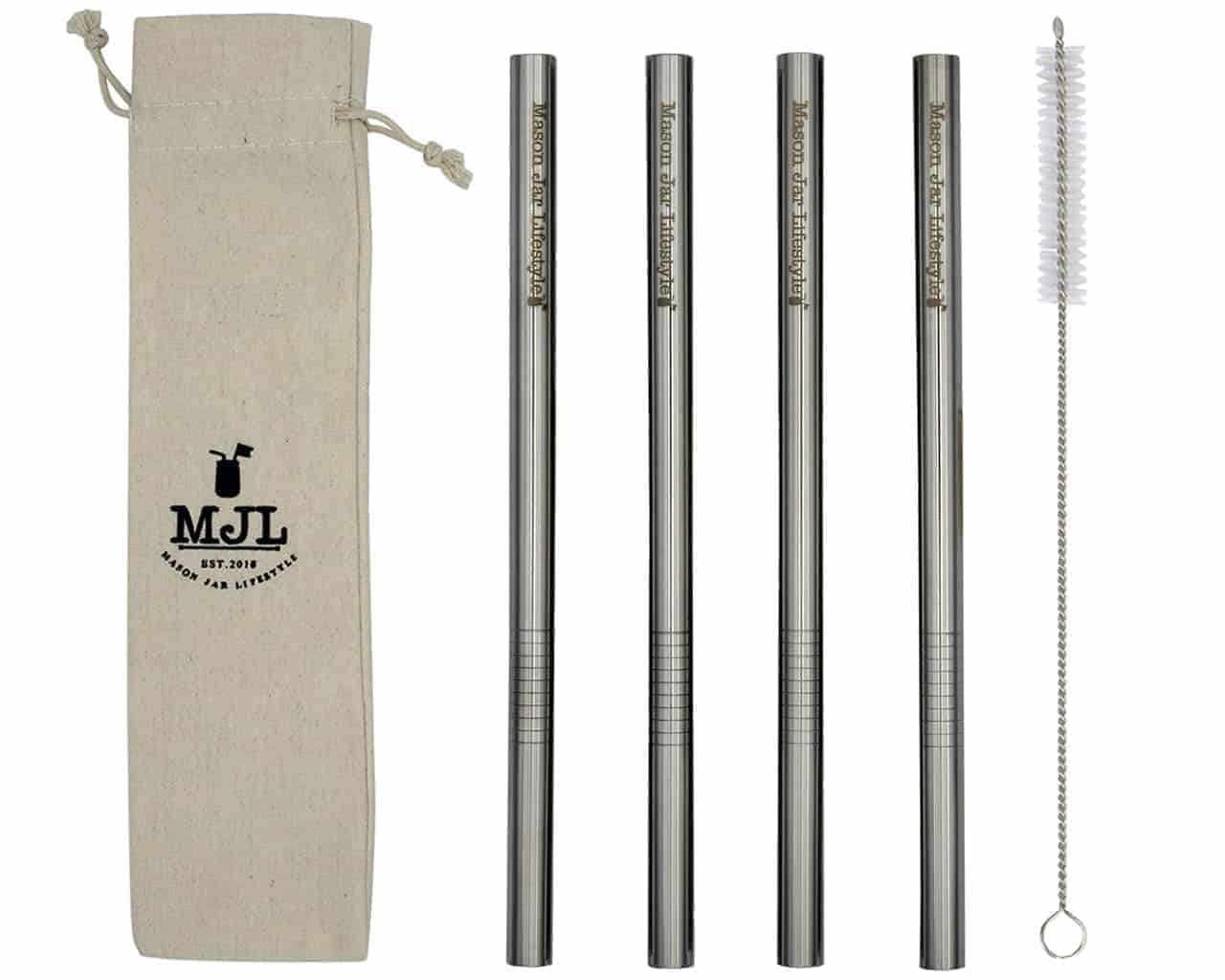 Long 9" Stainless Steel Extra Thick Boba Straws for Quart Mason Jars