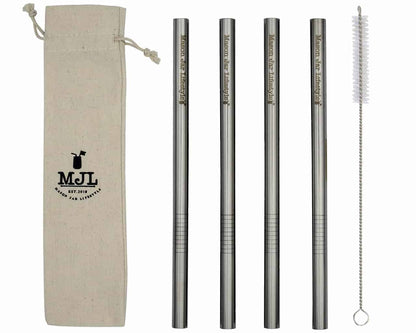 Long 9" Stainless Steel Extra Thick Boba Straws for Quart Mason Jars