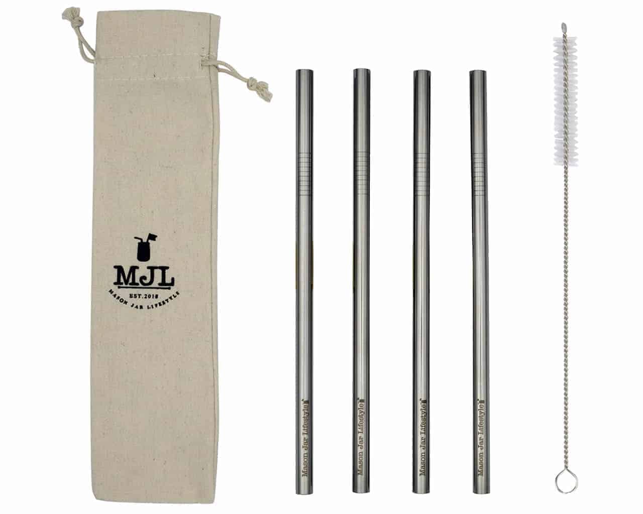 Long 9" Stainless Steel Smoothie Straws for Quart Mason Jars