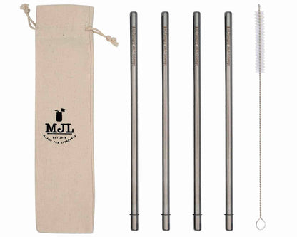 Long 9" Safer Rounded End Stainless Steel Straws for Quart Mason Jars