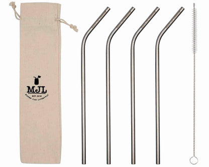 Long Thin Bent Stainless Steel Straws for Quart Mason Jars