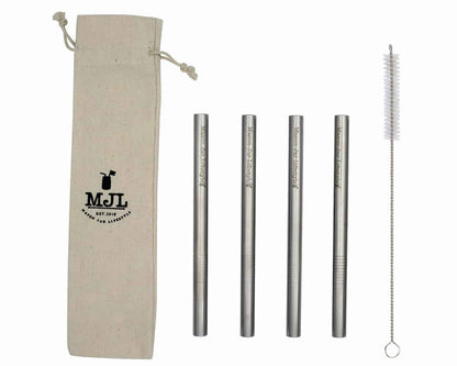 Medium 7 ¼" Stainless Steel Extra Thick Boba Straws for Pint Mason Jars
