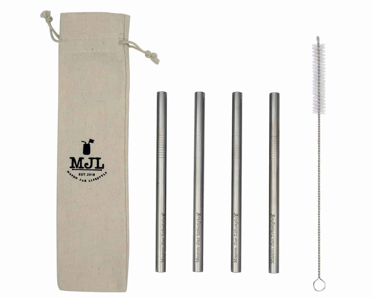 Medium 7 ¼" Stainless Steel Smoothie Straws for Pint Mason Jars