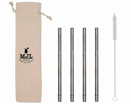 Medium 7 ¼" Safer Rounded End Stainless Steel Straws for Pint Mason Jars