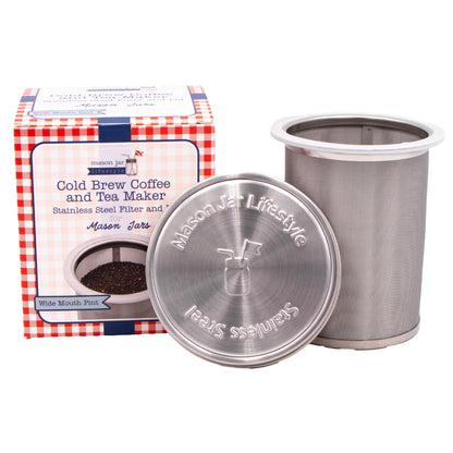 Cold Brew Coffee & Tea Maker Stainless Steel Filter With Lid for Mason Jars