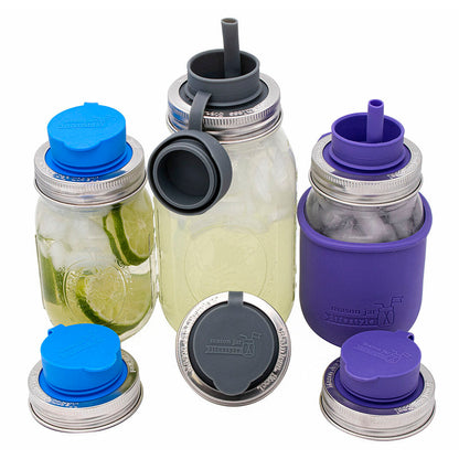 Pop-Up Sippy Straw Leak Resistant Lids for Regular Mouth Mason Jars