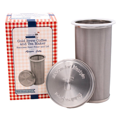 Cold Brew Coffee & Tea Maker Stainless Steel Filter With Lid for Mason Jars