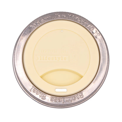 Silicone Drinking Lid with Stainless Steel Band for Mason Jars