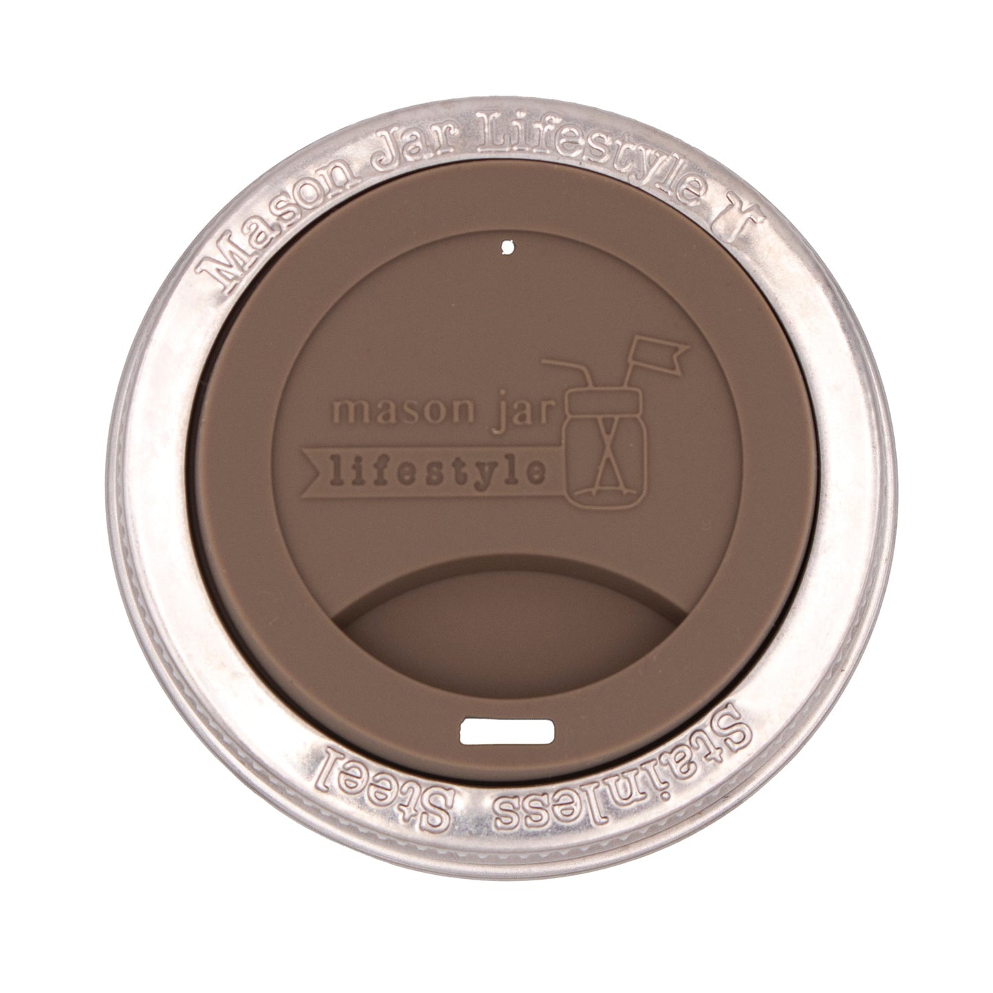 Silicone Drinking Lid with Stainless Steel Band for Mason Jars