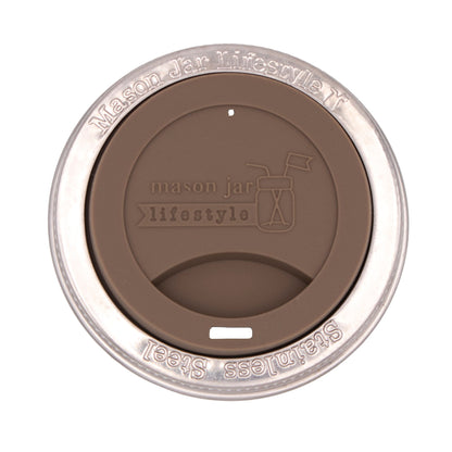 Silicone Drinking Lid with Stainless Steel Band for Mason Jars