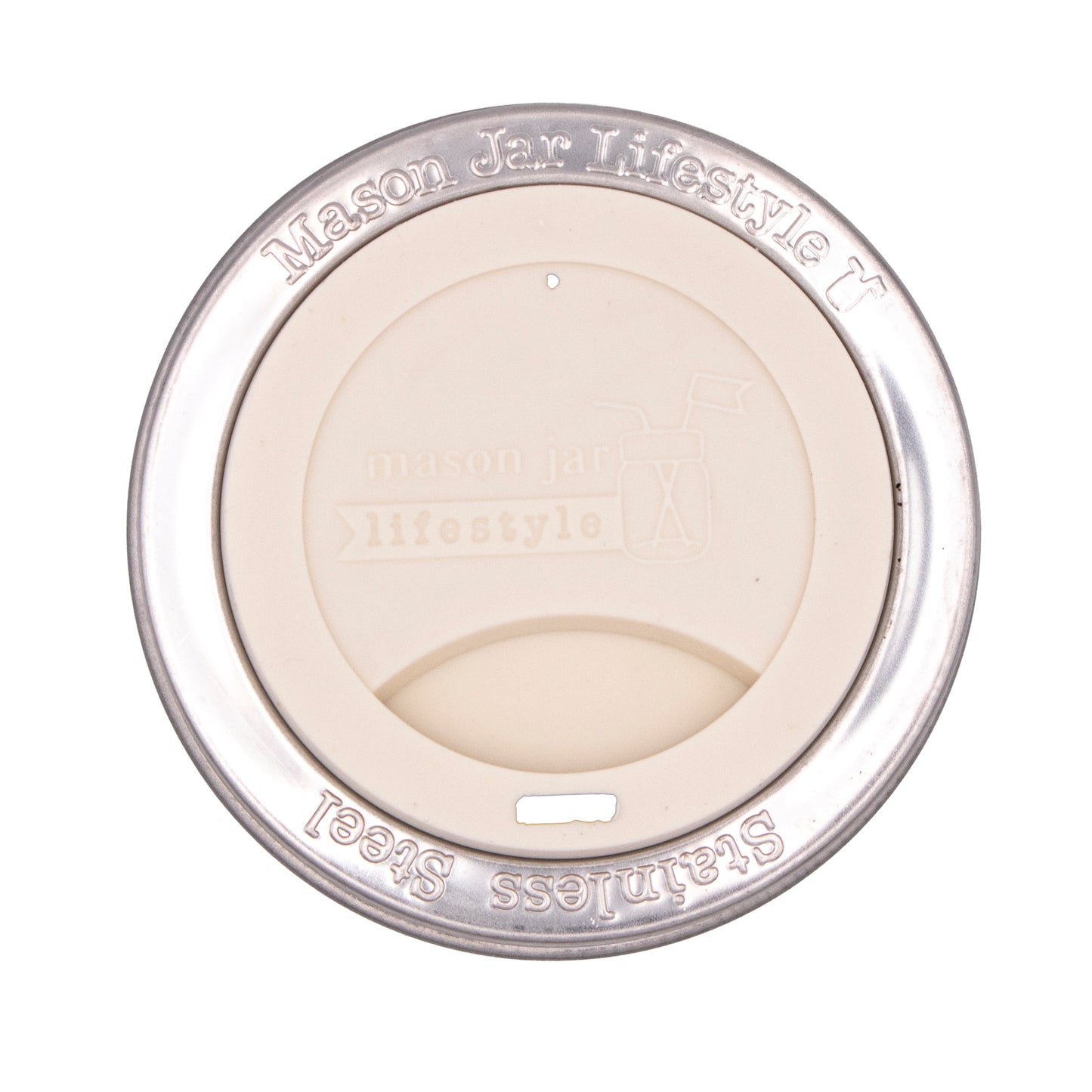 Silicone Drinking Lid with Stainless Steel Band for Mason Jars