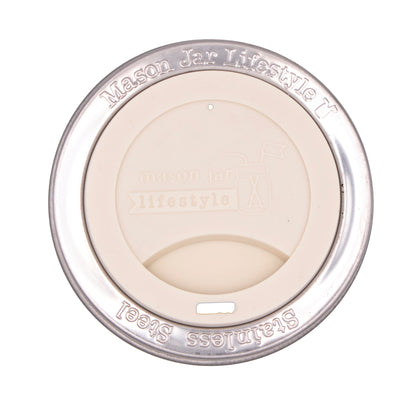 Silicone Drinking Lid with Stainless Steel Band for Mason Jars