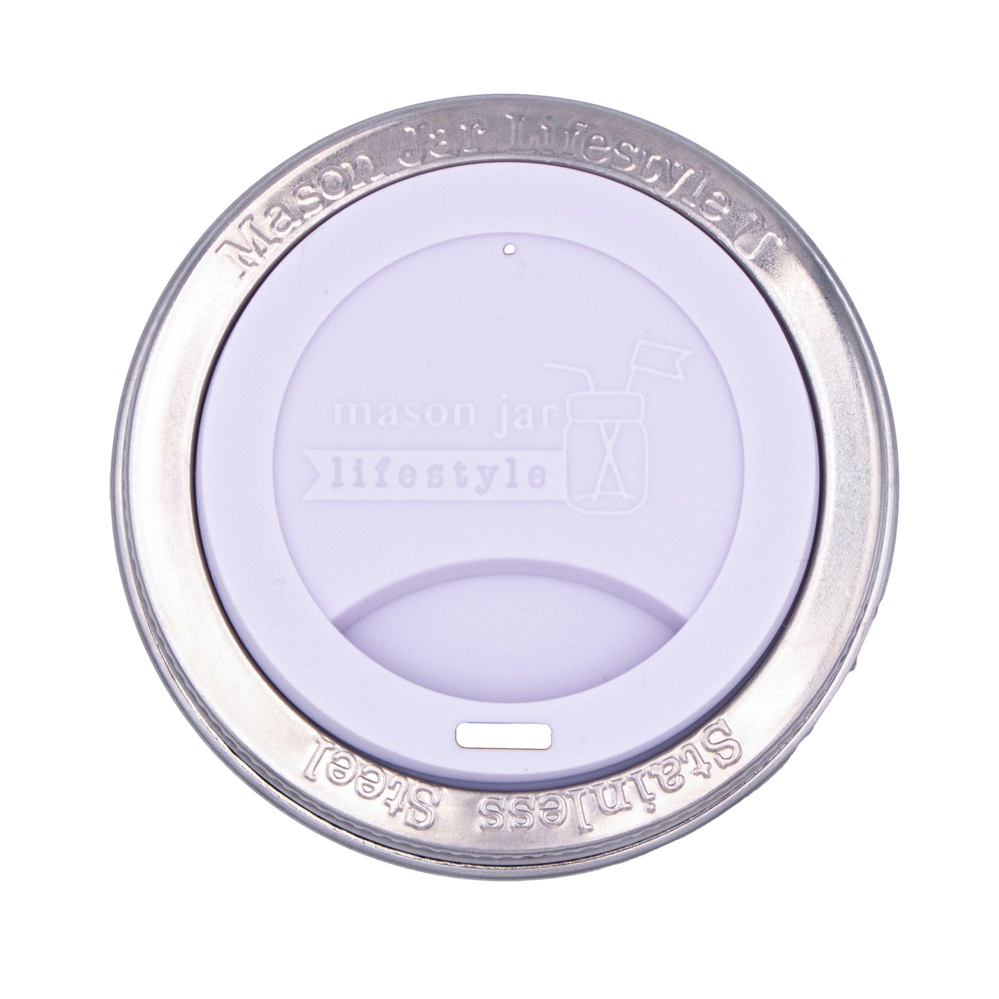 Silicone Drinking Lid with Stainless Steel Band for Mason Jars
