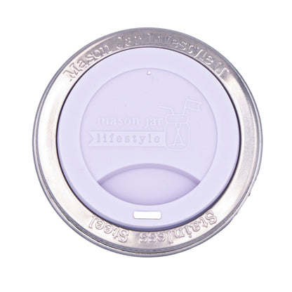 Silicone Drinking Lid with Stainless Steel Band for Mason Jars