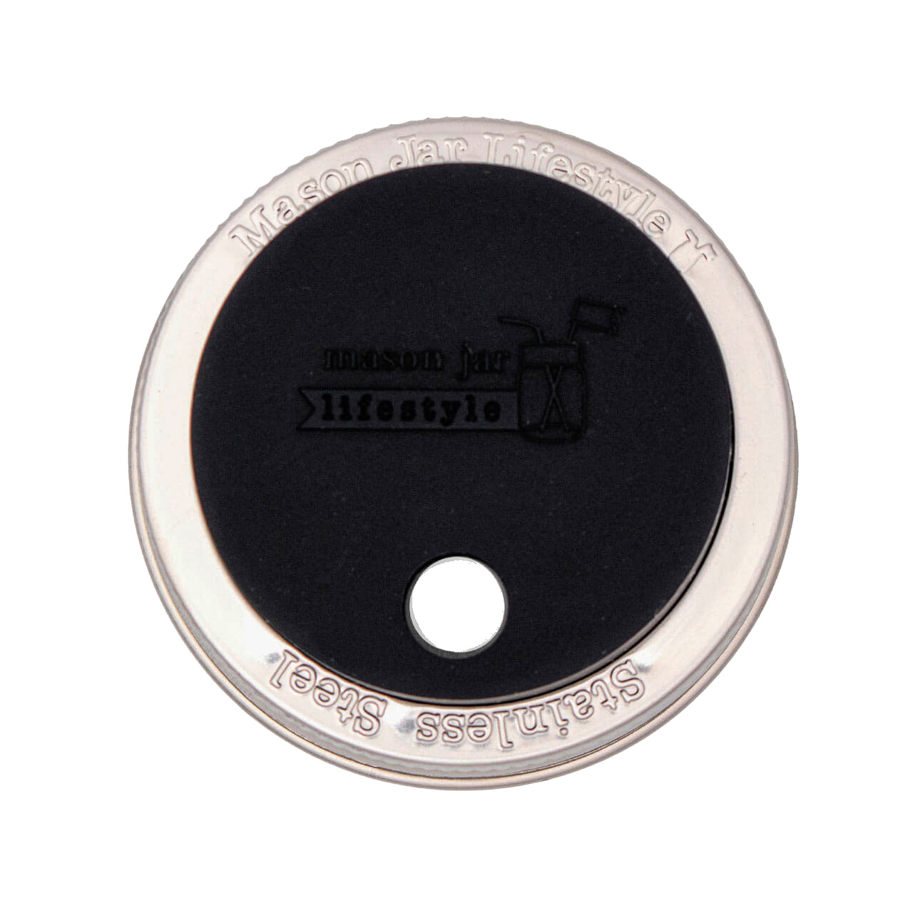 Silicone Straw Hole Tumbler with Stainless Steel Band for Mason Jars