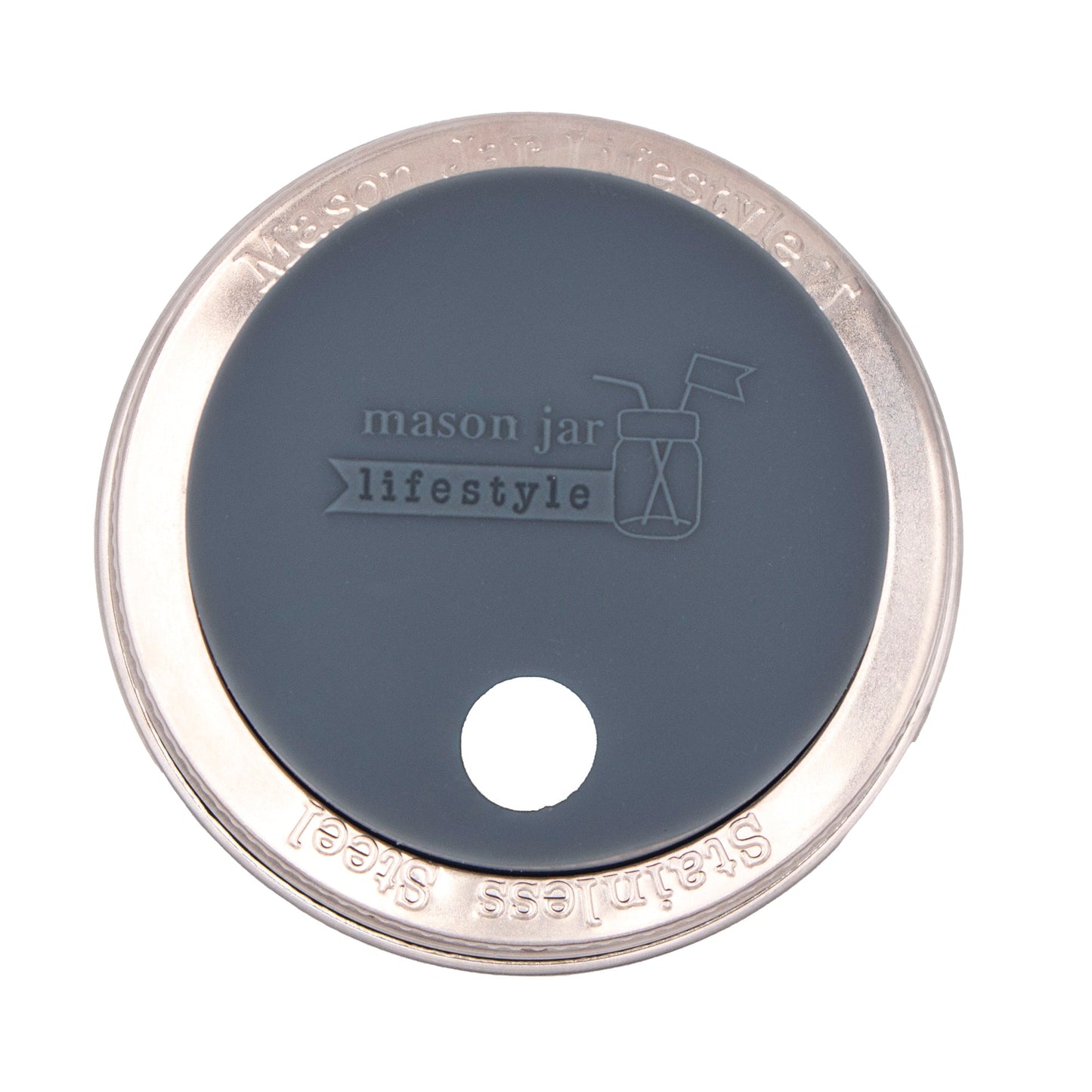 Silicone Straw Hole Tumbler with Stainless Steel Band for Mason Jars